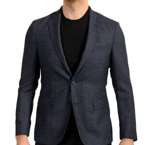 Hugo Boss Men's "Roan1" Extra Slim Fit Two Button Blue Wool Blazer US 38S IT 48S